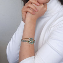 Carica l&#39;immagine nel visualizzatore di Gallery, Braccialetti doppi con perle di vetro ceco, cristalli austriaci e acciaio
